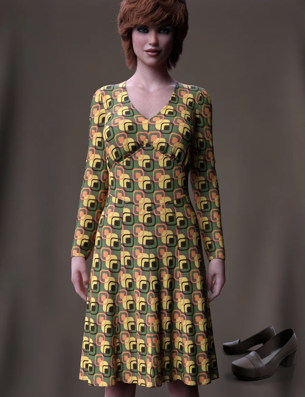 dforce 70s work dress for genesis 8 females 00 main daz3d