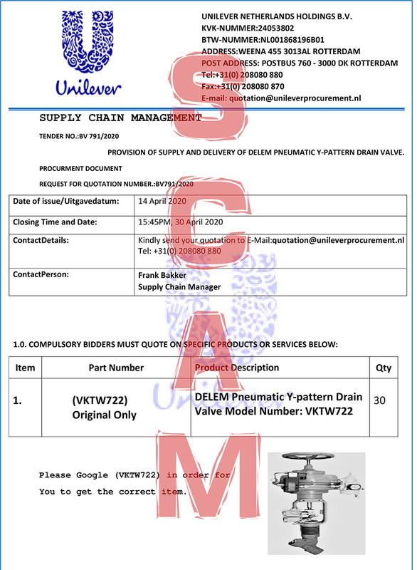 Frank Bakker Unilever quotationunileverprocurement.nl StopScamFraud
