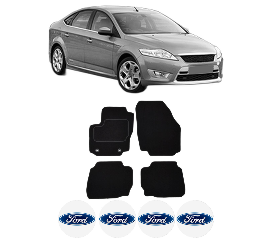 Set Covorase Presuri FORD MONDEO IV Saloon (BA7) din 2007-2015, Auto, Material Textil Mocheta, 4 Stickere auto cu FORD