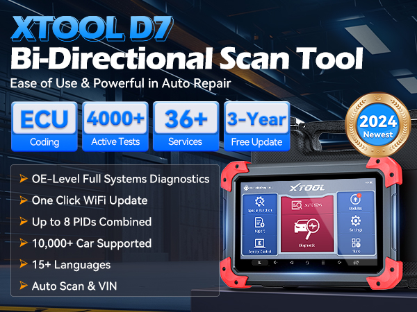 XTOOL D7 Bi-Directional Scan Tool 2024 Newest with ECU Coding and 4000+ Active Tests