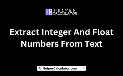 Extract Integer And Float Numbers