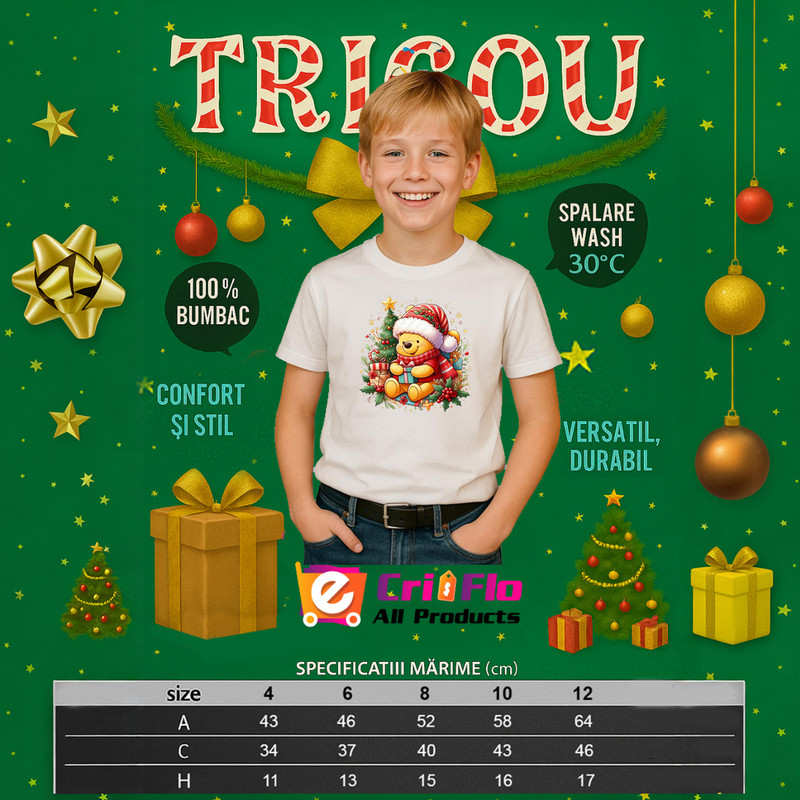 grafica 3873 tricou alb baiat craciun 2