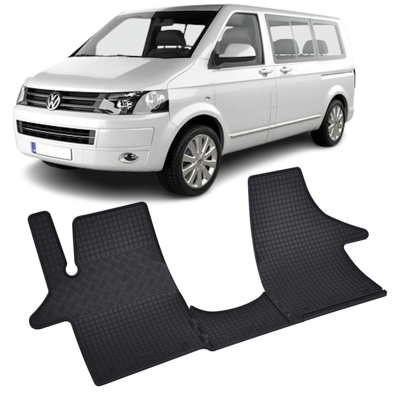 Set 3 covorase Volkswagen T5 Transporter/Caravelle/Multivan 3 Locuri 2003-2015, din cauciuc 100%, compatibile cu autoturismul Volkswagen T5