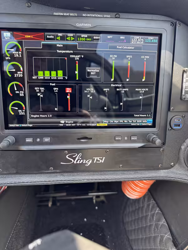 G3X Screen Showing Electrical Page