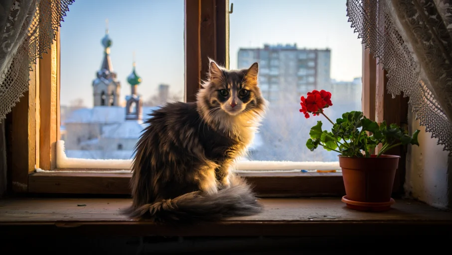 Уютная фотосессия кота