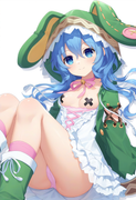 1girl, yoshino (date a live), blue hair, blue eye, Green Coat, animal hood down, s-1408615853