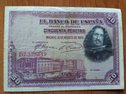 50 Ptas 1928 de Velázquez con ERROR 50-1928-01