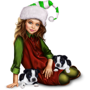 christmas_elf_girl_with_boston_terrier_puppy 17