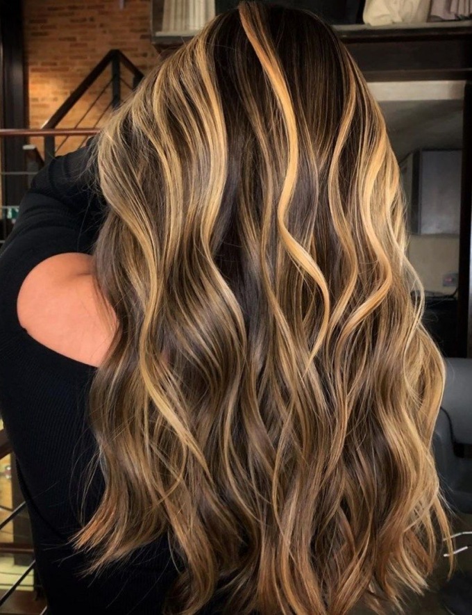 Caramel highlights on Long Hair