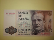 Billete 5.000 pesetas 9e con error de impresión  15669204359695143934181296612522