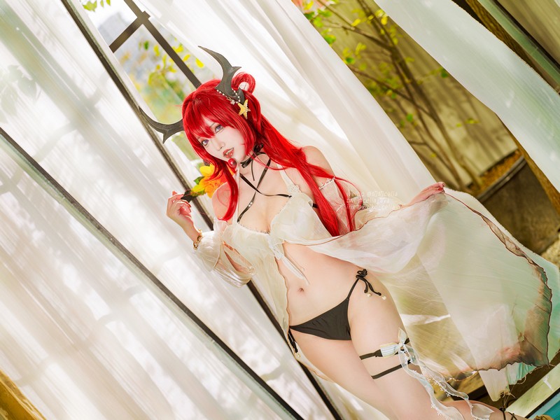 切切Celia 明日方舟 史尔特尔泳装 Surtr Cosplay 写真 27P插图7
