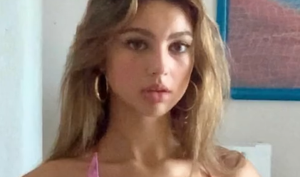 Katrina Derne Colorful Bra Tight On Her Giant Tits Tease