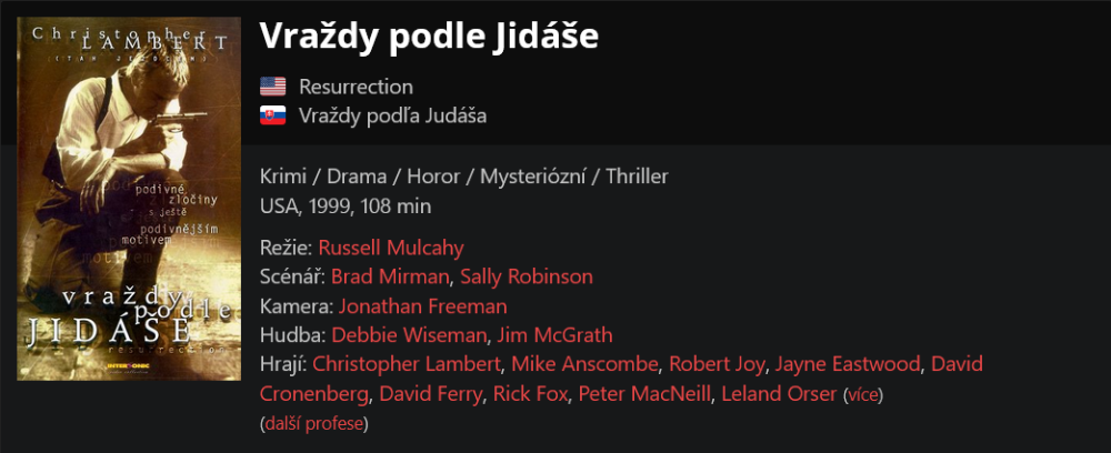 Vraždy podle Jidáše / Resurrection (1999)