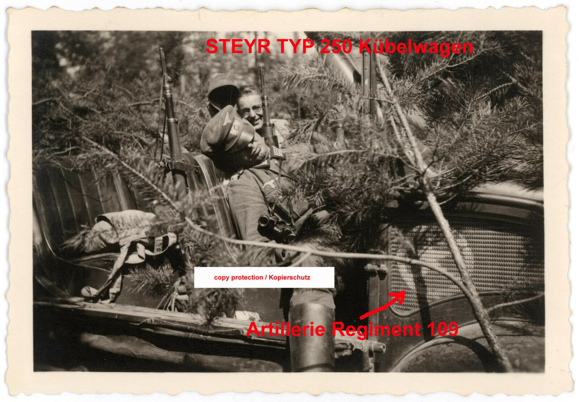 Foto Steyr 250 Kübelwagen,Wehrmacht,Offizier,ww2 photo military car,unit emblem