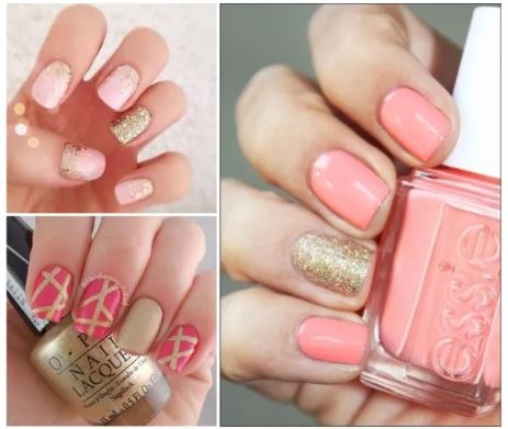 Uñas de acrilico doradas