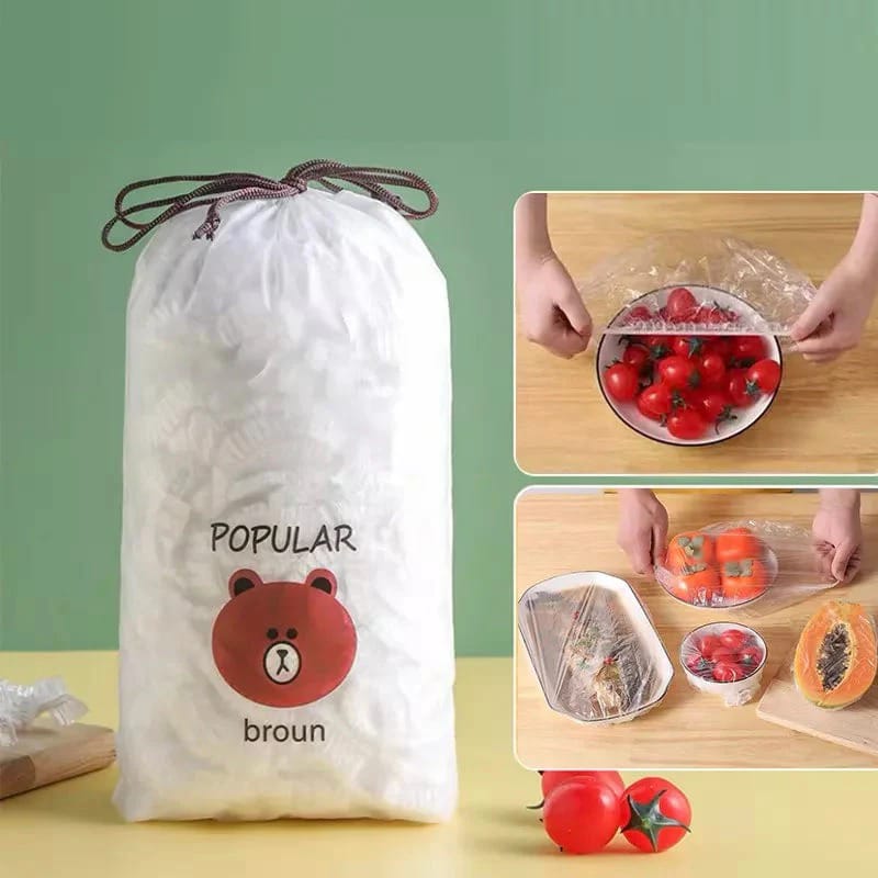 100 Pcs Disposable Elastic Food Cover Plastic Bags