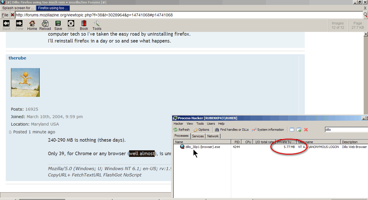 Dillo Browser using 6 MB RAM