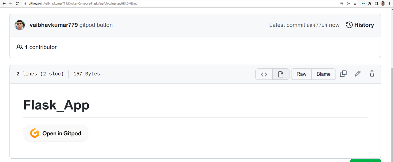 README gitpod button