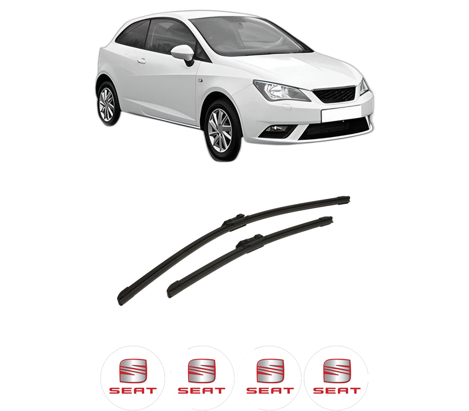Set stergatoare auto SEAT IBIZA IV SC (6J1, 6P5) din 2008-2016, pentru parbriz auto, 2 bucati, Bosch Aerotwin, din cauciuc siliconat rezistent, 4 Stickere Auto SEAT
