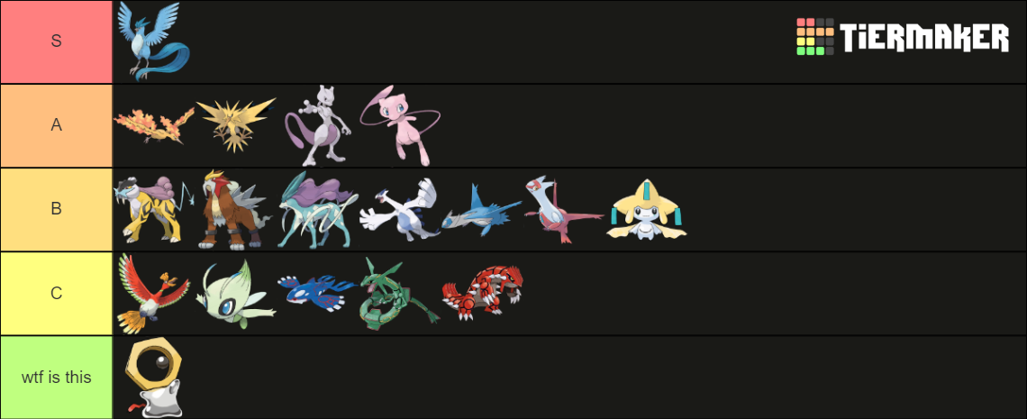 my legendary pokemon tier list