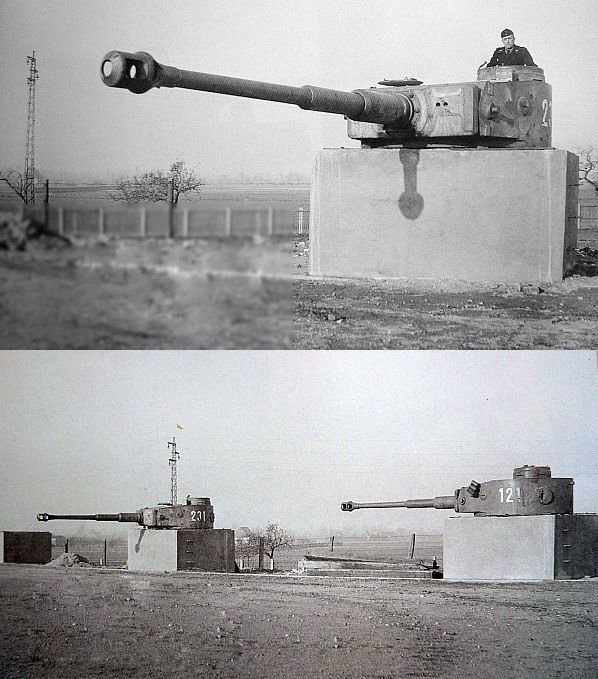 Le Tigre I - Page 3 Tourelles-Tiger-I-l-cole-d-artillerie-de-chars-allemande-Putlos-en-Allemagne