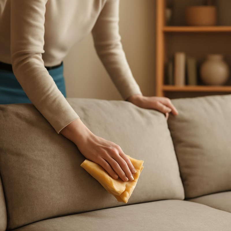 Уборка гостиной: чистка дивана и полок