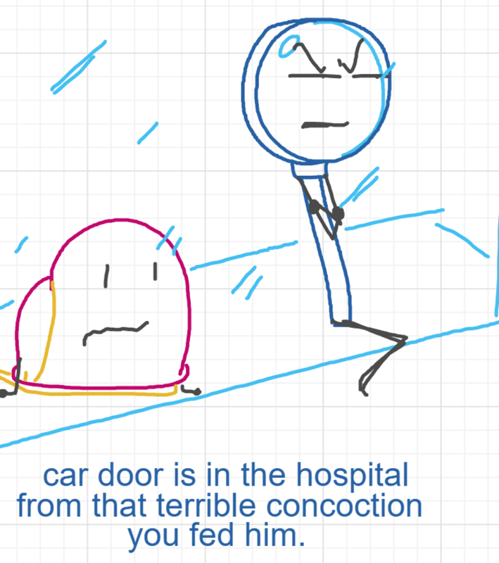 A panel from You're In Danger, Boy, episode seven of the Board Boards object show by Furretwalk/WalkingFurret.