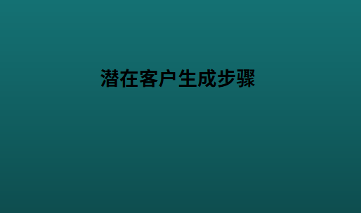 潜在客户生成步骤