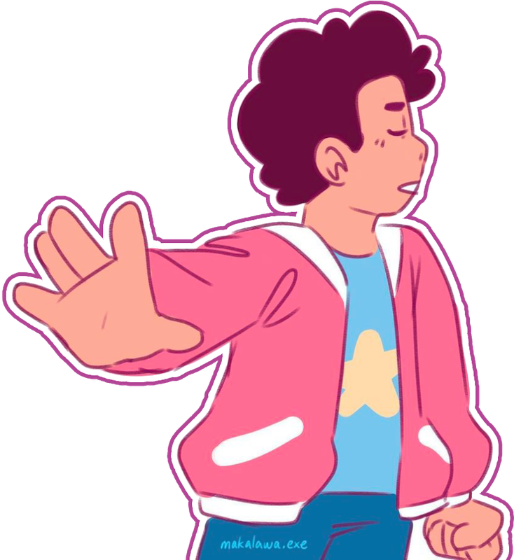 Steven Universe diverting his gaze and lifting his hand in disapproval towards something in front of him. : Art by @makalawa.exe on Instagram. Click on the image to be sent directly to the post the art comes from.