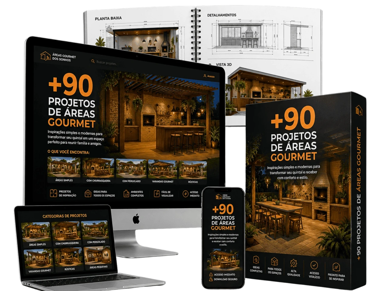 Coleção +90 Projetos Prontos de Áreas Gourmet