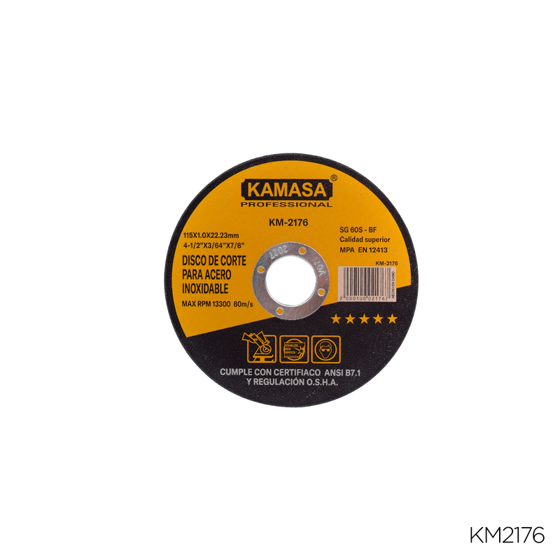 DISCO DE CORTE INOX 4.5"(115X1.0X22.2MM) KAMASA