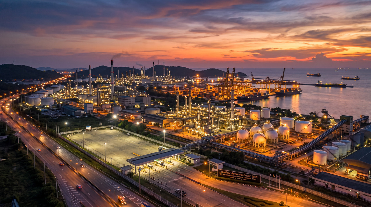 EEC industrial zone at dusk