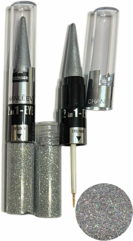 Liquid eyeliner with glitter and eyeshadow