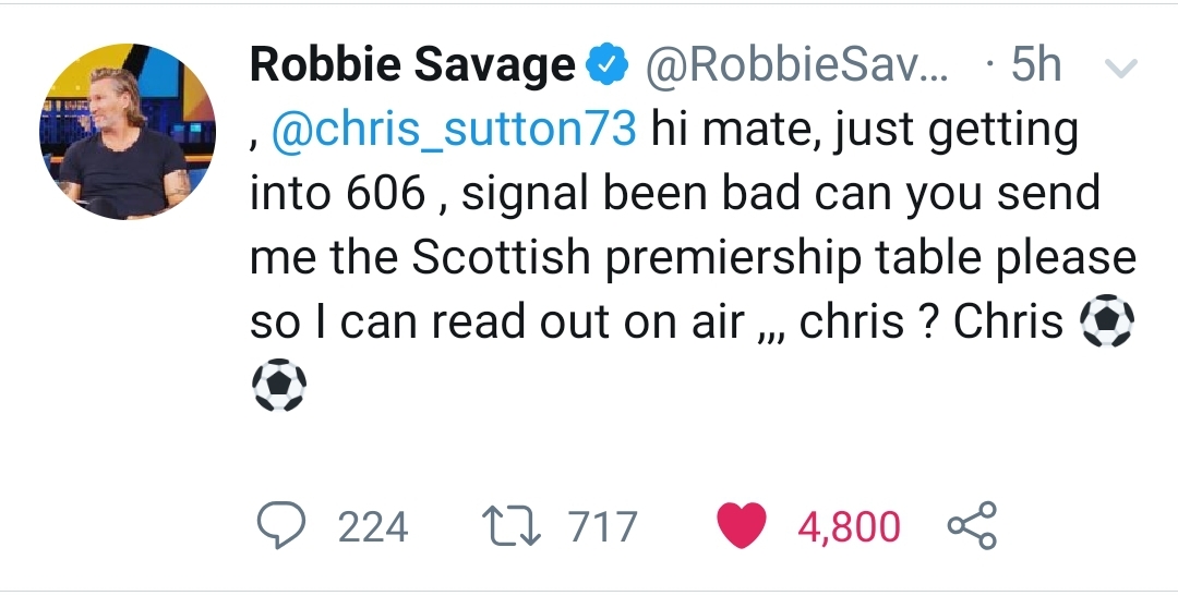 Robbie Savage trolling Sutton on Twitter Robbie Savage trolling Sutton on Twitter