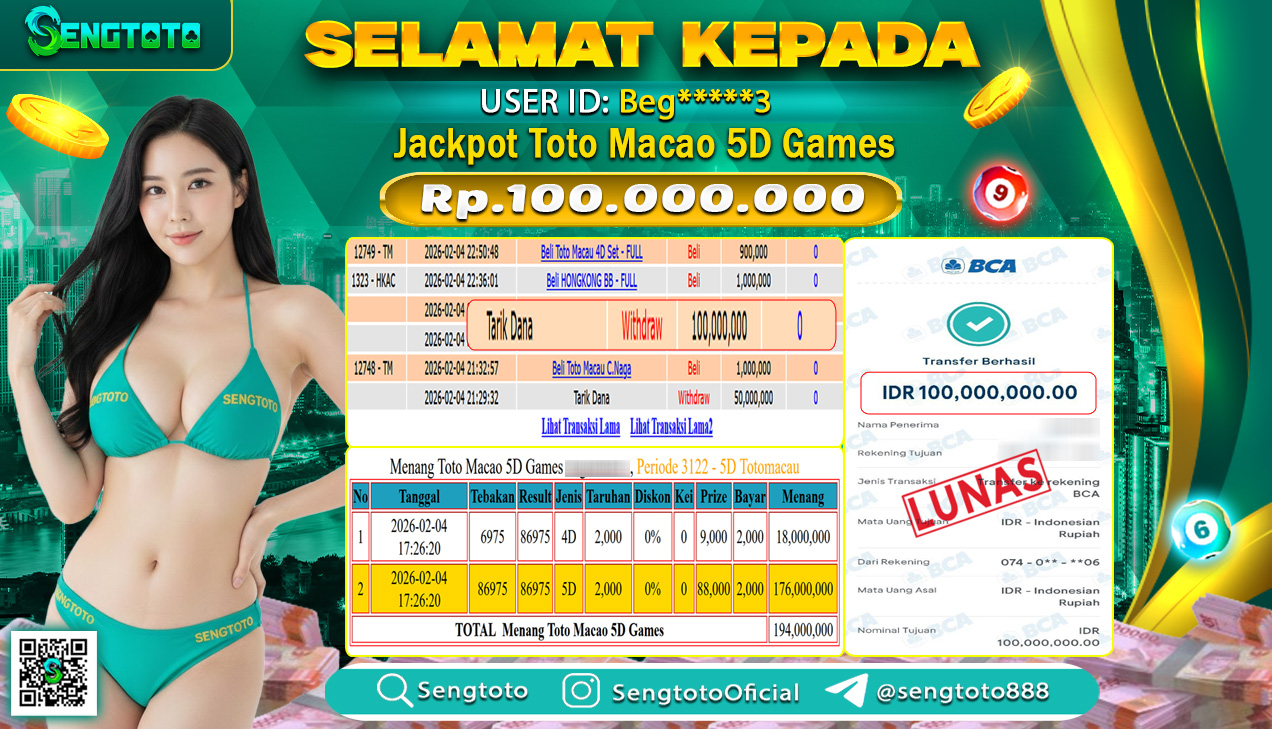 BUKTI PEMBAYARAN TOGEL TOTO MACAO 5D GAMES