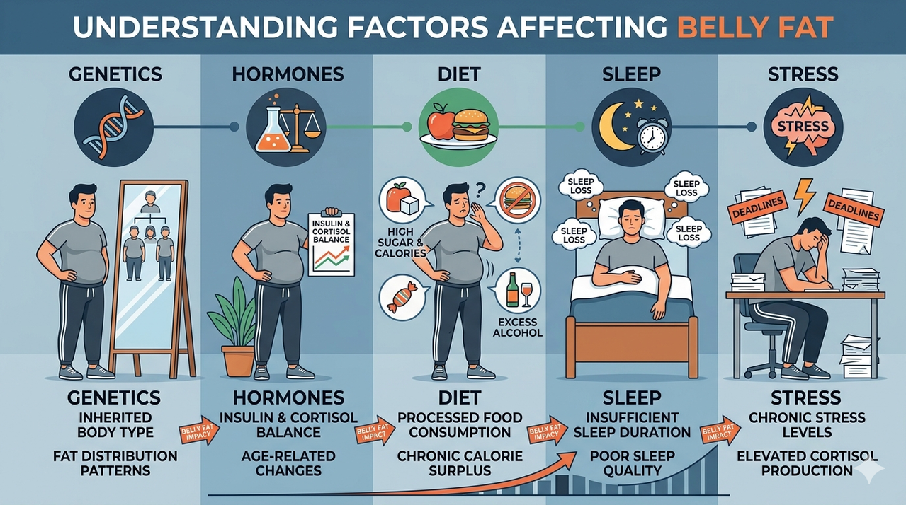 Balanced meal with protein, vegetables, healthy fats, representing lose belly fat reasons diet