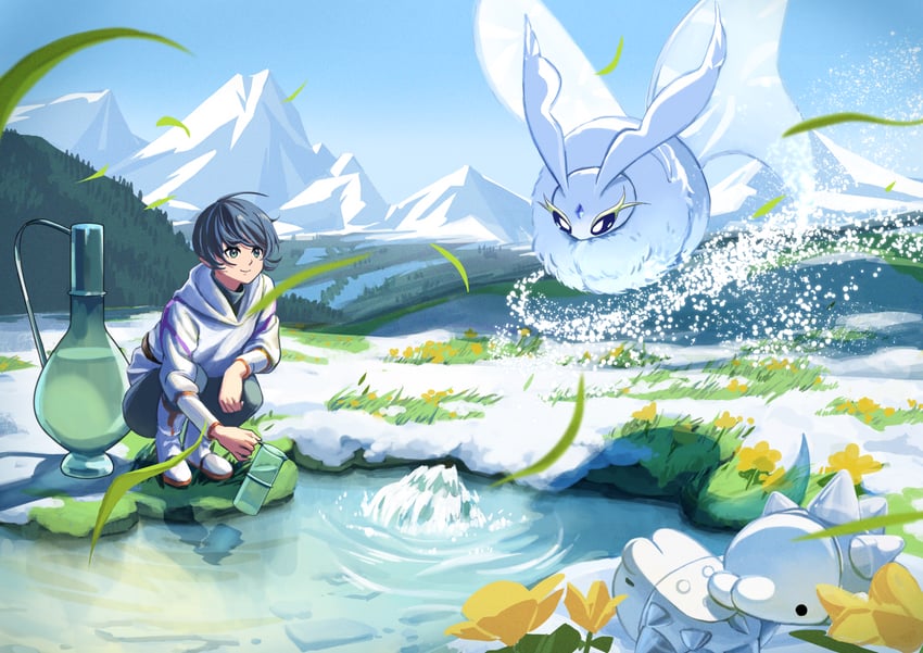 snom-and-frosmoth-pokemon-drawn-by-hino0