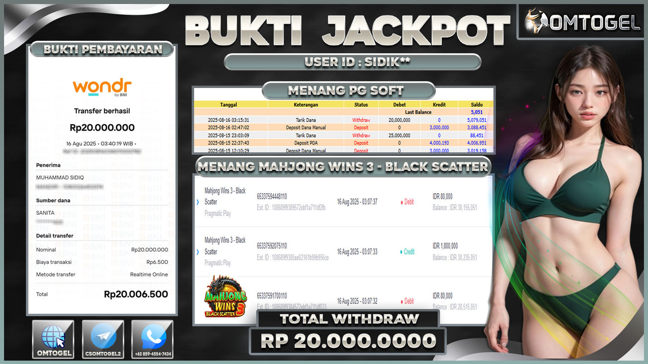 OMTOGEL JACKPOT PRAGMATIC PLAY MAHJONG WINS 3 BLACK SCATTER 20 JUTA DI BAYAR LUNAS ,-