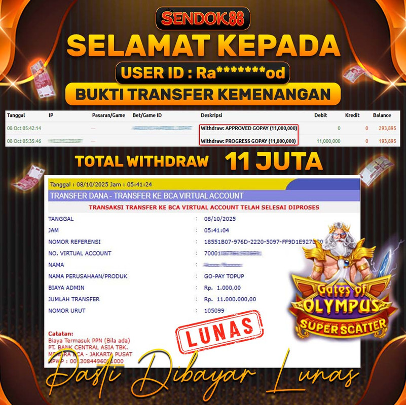 SENDOK88 JEPE! GATE OLYMPUS SUPER SCATTER Rp 11.000.000,- LUNAS!