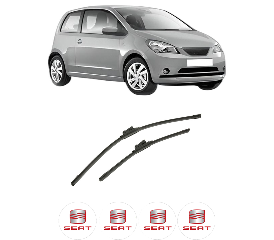 Set stergatoare auto SEAT Mii (KF1, KE1) din 2011-2020, pentru parbriz auto, 2 bucati, Bosch Aerotwin, din cauciuc siliconat rezistent, 4 Stickere Auto SEAT