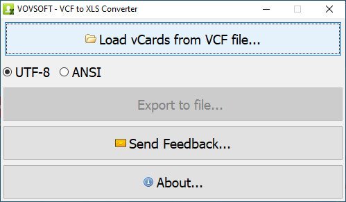 VovSoft VCF to XLS Converter 1.8