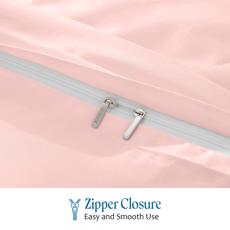 Picture of 1000 TC 100% Egyptian Cotton Duvet set Zipper Closur Ultra Soft Durable and Fade Resistant Color Pink Solid size Queen
