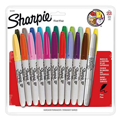 Amazon: Sharpie Marcador Permanente Punto Fino, 22 Colores Surtidos. 
