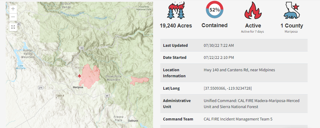 Oak Fire Incident - Incendios en Yosemite: actualizaciones - Foro Costa Oeste de USA