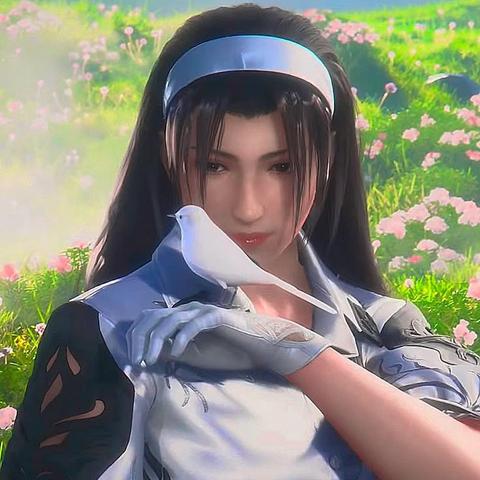 Jun Kazama with a dove on her hand