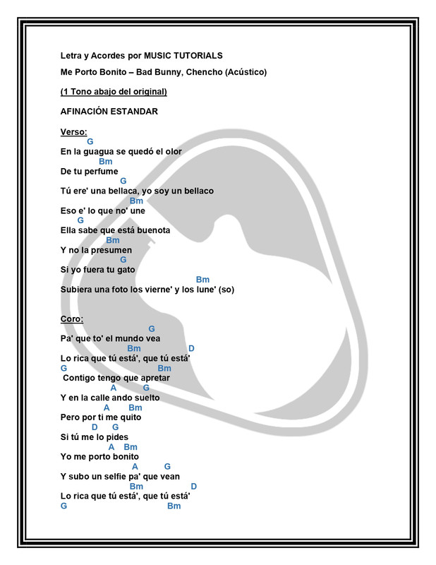 Cómo tocar "Me Porto Bonito" de Bad Bunny, Chencho en Guitarra (Tutorial +  PDF GRATIS) Cómo la toca ⋆ Music Tutorials