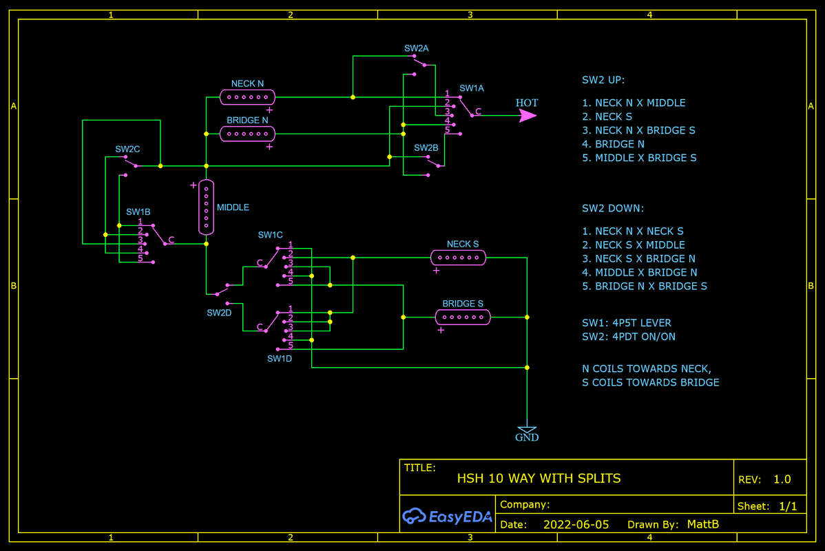Complex HSH wiring. Wiring diagram needed 10 combination | GuitarNutz 2