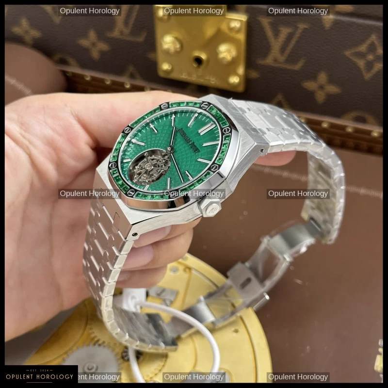 Audemars Piguet Royal Oak Selfwinding Flying Tourbillon 26730BC Green Baguette 41mm