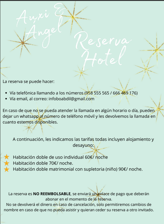 Información de reserva de habitaciones