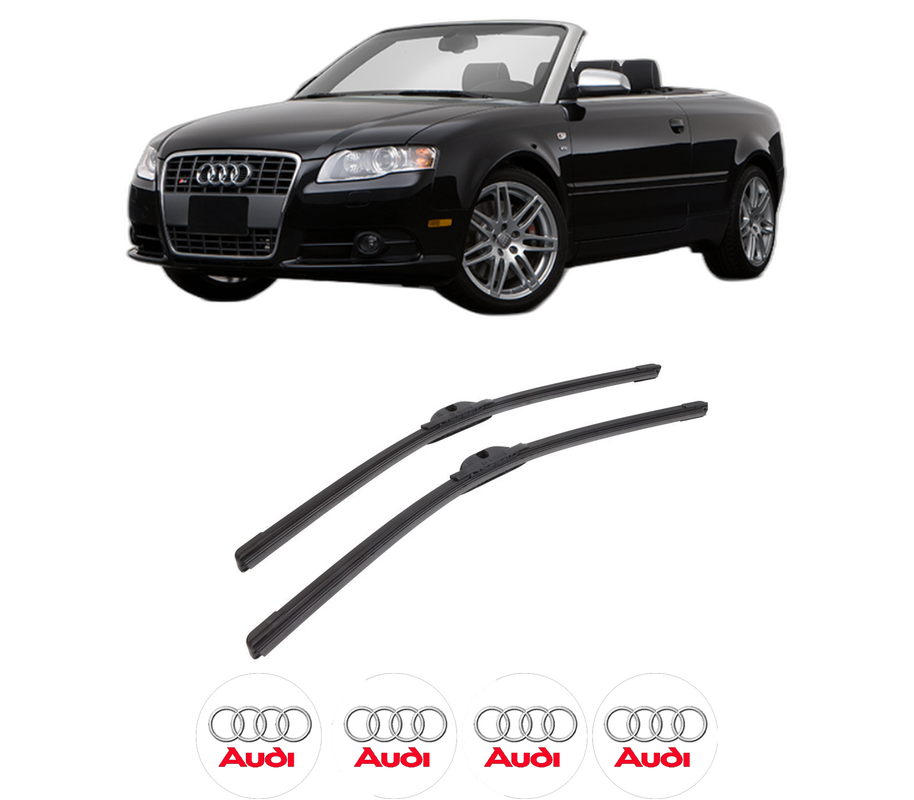 Set stergatoare auto AUDI A4 B7 Convertible (8HE) din 2005-2009, pentru parbriz auto, 2 bucati, Bosch Aerotwin, din cauciuc siliconat rezistent, 4 Stickere Auto AUDI